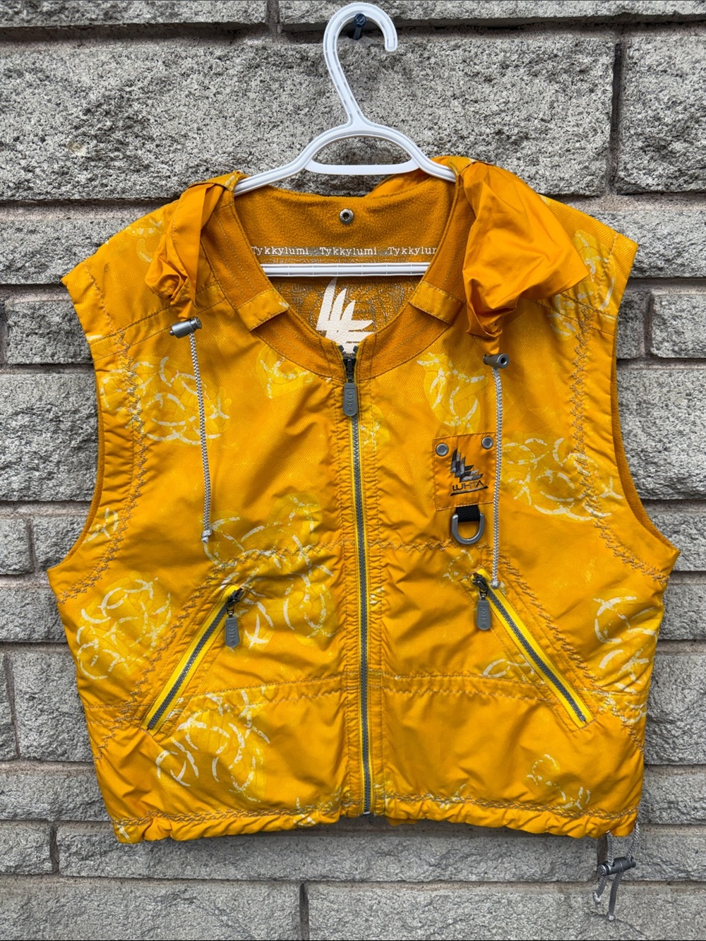 Women's Yellow Utility Zip Vest with Drawcord Details